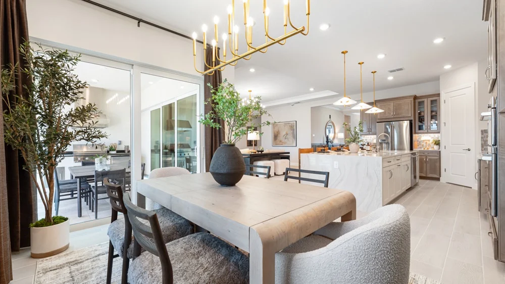 Dining space in the Lavello, set for a family dinner