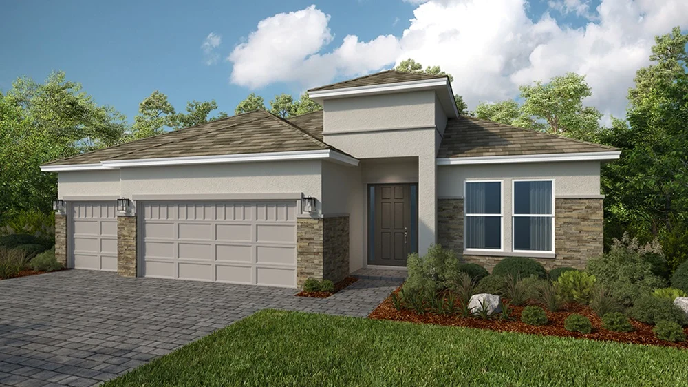 Front exterior of a Lavello-style single-family home at Esplanade at Wellen Park